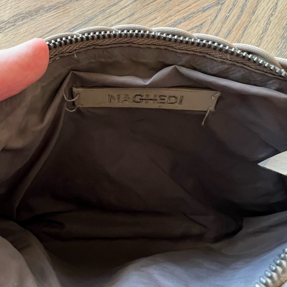 Naghedi Brown Metallic Woven Leather Pouch 8x5.5” - Picture 3 of 5